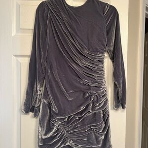 Cinq à Sept Gray Velvet Ruched Dress